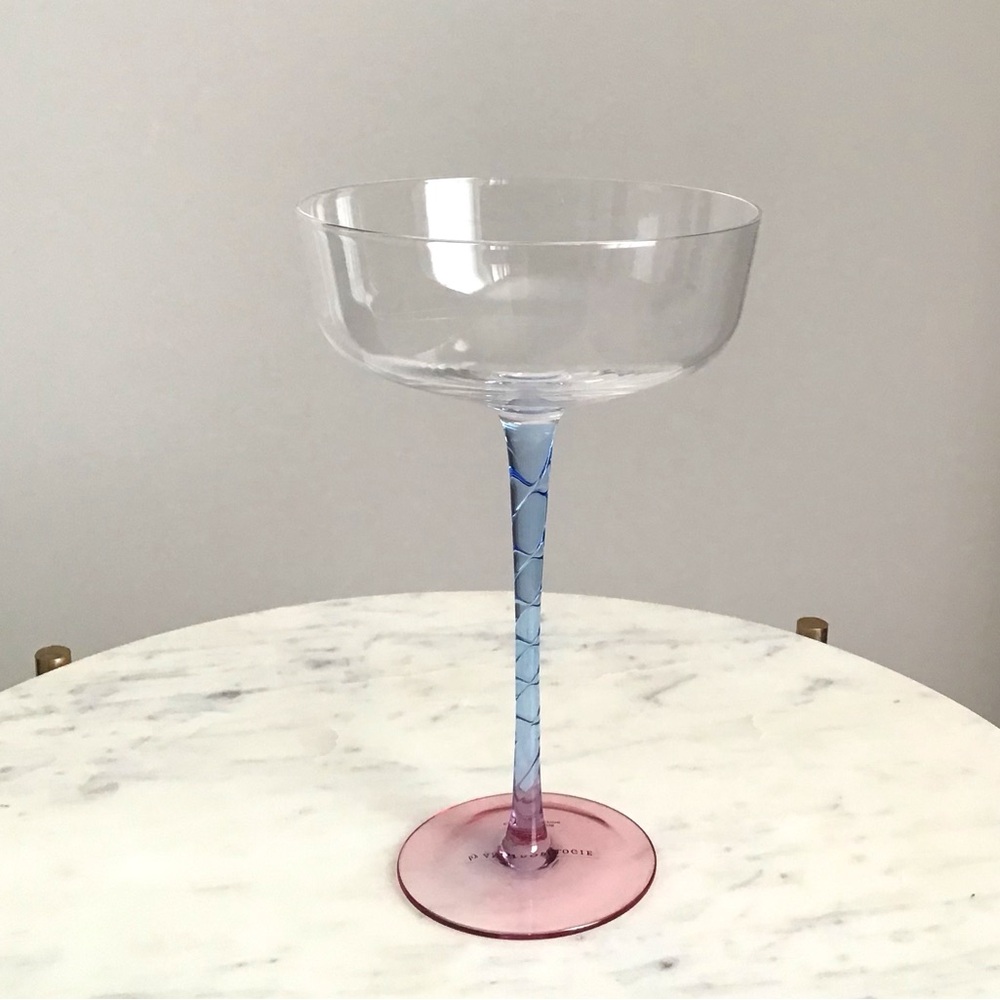 Anthropologie Coupe Glasses Handpainted Handblown Set Of Four New In Box NWT - Picture 6 of 9